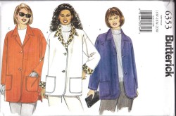 6353 LOOSE BOXY 2 BUTTON COLLAR JACKET PATTERN 28-32W